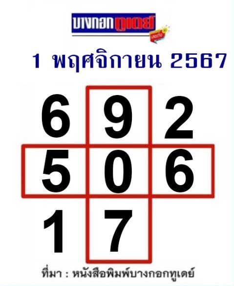 หวยบางกอกทูเดย์ 1/11/67