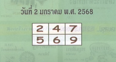 หวยปกเขียว 2/1/68