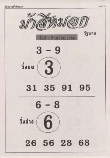 หวยม้าสีหมอก 1/8/68